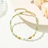 Teardrop Natural Chalcedony & Brass Beaded Bracelets for Women BJEW-JB13960-01-2
