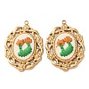 304 Stainless Steel & Cloth Embroidered Pendants FB-CBAFBAF-12G-01-1