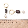 Round Natural Amber & Natural Cultured Freshwater Pearl Hoop Earrings EJEW-JE06998-5