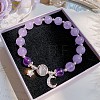 Moon Alloy Cat Eye Round Beaded Charm Bracelets WG18D49-06-1