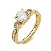 Brass Micro Pave Clear Cubic Zirconia Finger Rings for Women RJEW-U049-02G-4