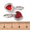 Valentine's Day Heart Brass & Glass Hoop Earrings EJEW-Z164-23P-7