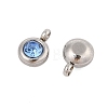 Trendy Original Color 304 Stainless Steel Faceted Grade A Rhinestone Flat Round Charms Pendants RB-N030-01I-2