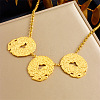 304 Stainless Steel Textured Pendant Bib Necklaces for Women WG31207-01-1
