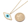 Japanese Seed Braided Rhombus with Evil Eye Pendant Necklace with 304 Stainless Steel Chains for Women NJEW-MZ00002-2