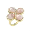 Natural Cherry Blossom Agate Faceted Adjustable Finger Rings for Women RJEW-A092-01G-14-4