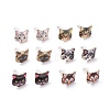 Real 14K Gold Plated Alloy Kitten Stud Earrings EJEW-G148-01G-M-1