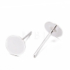 925 Sterling Silver Round Flat Pad Stud Earring Findings STER-T002-201S-2