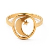 Ion Plating(IP) 201 Stainless Steel Moon & Star Adjustable Ring for Women LS-RJEW-F131-07G-2