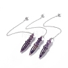 Mixed Natural & Synthetic Gemstone Pointed Dowsing Pendulums AJEW-B020-06P-2