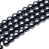 Round Non-magnetic Synthetic Hematite Beads Strands G-PH0012-6mm-1