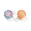 Baking Paint and Golden Metal Enlaced Glass Pendants PALLOY-JF05670-01-2