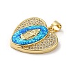 Rack Plating Brass Micro Pave Cubic Zirconia with Synthetic Opal Pendants KK-D088-30G-3