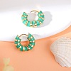 Enamel Striped Thick Hoop Earrings JE1110C-4
