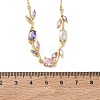 Brass Pave Cubic Zirconia Rose Flower Link Cable Chain Necklaces for Women NJEW-C121-05B-06G-5