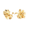 Ion Plating(IP) 304 Stainless Steel Flower Stud Earrings X-EJEW-Z068-29G-2