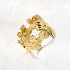5Pcs 304 Stainless Steel Open Cuff Rings for Women RJEW-K313-11G-2