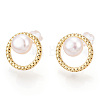 Natural Pearl Ring Stud Earrings PEAR-N017-06F-3