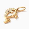 304 Stainless Steel Micro Pave Clear Cubic Zirconia Charms CU-CBA703A-01G-04-2