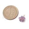 7Pcs 7 Styles Natural Red Jasper & Amethyst & Tiger Eye & Rose Quartz & Apatite & Flower Amazonite & Green Aventurine Faceted Round Beaded Flower Charms PALLOY-JF04727-2
