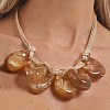 Exaggerated Oval Resin Pendant Waxed Cord Bib Necklaces for Women FS-WG15354-03-1