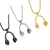 3Pcs 3 Colors Alloy Music Headset Pendant Necklaces Set for Women NJEW-AN0001-28-1