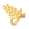 Leaf 304 Stainless Steel Open Cuff Rings for Women RJEW-G338-06G-4