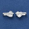 925 Sterling Silver Pave Clear Cubic Zirconia Rectangle with Heart Charms STER-P071-17S-2