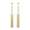 Rice Natural Cultured Freshwater Pearl Tassel Stud Earrings EJEW-JE07056-2