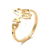 Ion Plating(IP) 304 Stainless Steel Hollow Lotus Adjustable Ring for Women RJEW-M149-32G-3
