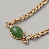 Natural Green Aventurine Oval Link Bracelet with Alloy Chains for Women BJEW-WH0026-04G-2