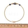 Faceted Horse Eye Natural Mixed Stone Herringbone Wire-Wrapped Brass Open Cuff Bangles with Natural Pearl for Women BJEW-JB14303-5