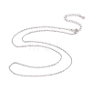 Platinum Rhodium Plated 925 Sterling Silver Chain Necklace NJEW-A011-02P-3