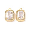 Octagon Rectangle Brass Micro Pave Cubic Zirconia Charms KK-G435-28G-02-2