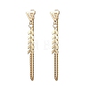 Leaf with Triangle Brass Tassel Stud Earrings EJEW-JE06782-3