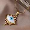 Vintage 304 Stainless Steel Gothic White Evil Eye Pendant Necklaces NA1572-2