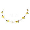 Faceted Round Natural Red Jasper & Flower Handmade Millefiori Glass & Glass Seed Beaded Necklaces for Women NJEW-MZ00150-01-2