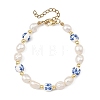 Natural Cultured Freshwater Pearl & Handmade Porcelain & Non-magnetic Synthetic Hematite Beaded Bracelets for Women BJEW-JB13965-3