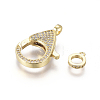 Brass Micro Pave Cubic Zirconia Lobster Claw Clasps ZIRC-F109-07G-4