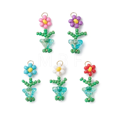 Glass Seed Beaded Pendants PALLOY-MZ01091-1