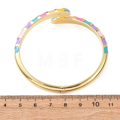 Snake Brass Enamel Cuff Bangles BJEW-A163-01G-05-1