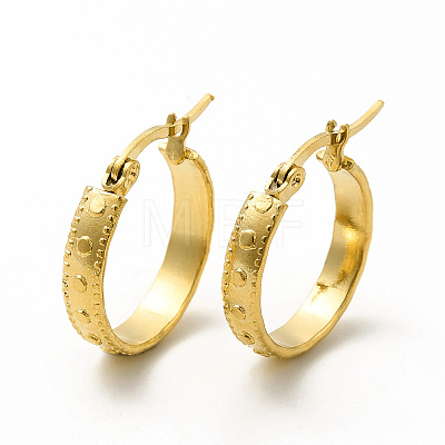 201 Stainless Steel Round Spot Hoop Earrings with 304 Stainless Steel Pin for Women EJEW-M214-10B-G-1