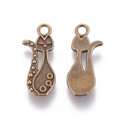 Tibetan Style Alloy Kitten Pendant Settings for Enamel PALLOY-A15359-AB-NF-1