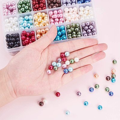 Eco-Friendly Dyed Glass Pearl Round Beads HY-PH0013-08-1