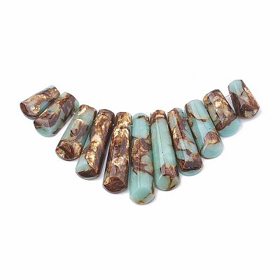 Assembled Bronzite and Synthetic Aqua Terra Jasper Beads Strands X-G-S326-005-1
