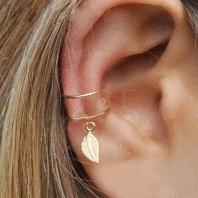 1 Pcs Alloy Leaf Cuff Earrings for Women WG0D93E-42-1