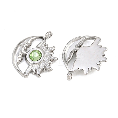 304 Stainless Steel Rhinestone Pendants STAS-Z166-24P-08-1