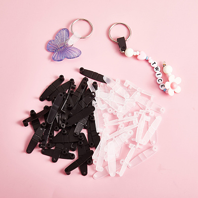 50Pcs Badge Strap Clip White Key Chain Connector Plastic Keychain Clip for Card Holder JX291A-1
