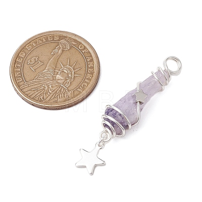 3Pcs 3 Styles Electroplated Natural Quartz Crystal Nuggets Copper Wire Wrapped Pendants PALLOY-JF03128-02-1