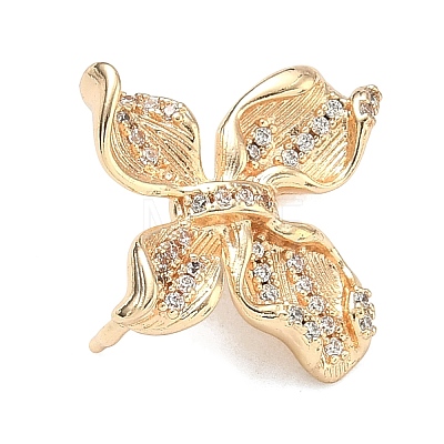 Flower Brass Micro Pave Cubic Zirconia Enhancer Shortener Bails KK-F934-07C-G-1